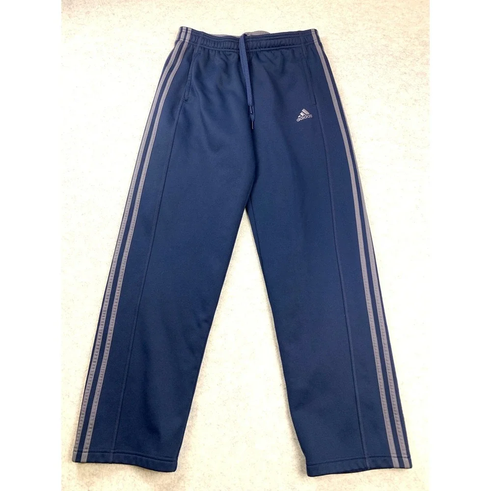 Adidas Track Pants Mens Large Navy Blue Climawarm Straight Leg Fleece Lined